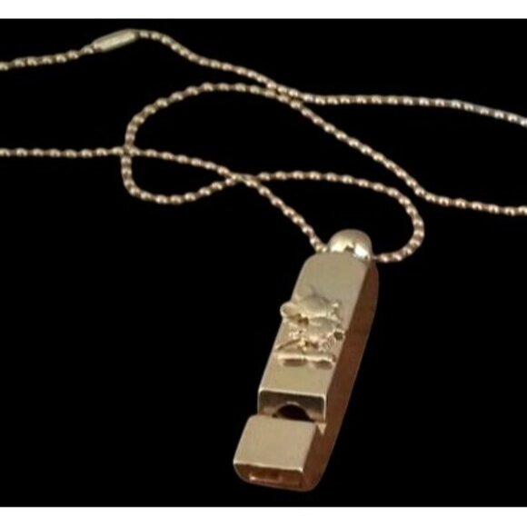 Vintage Mickey Mouse Gold Whistle Necklace * C01-m